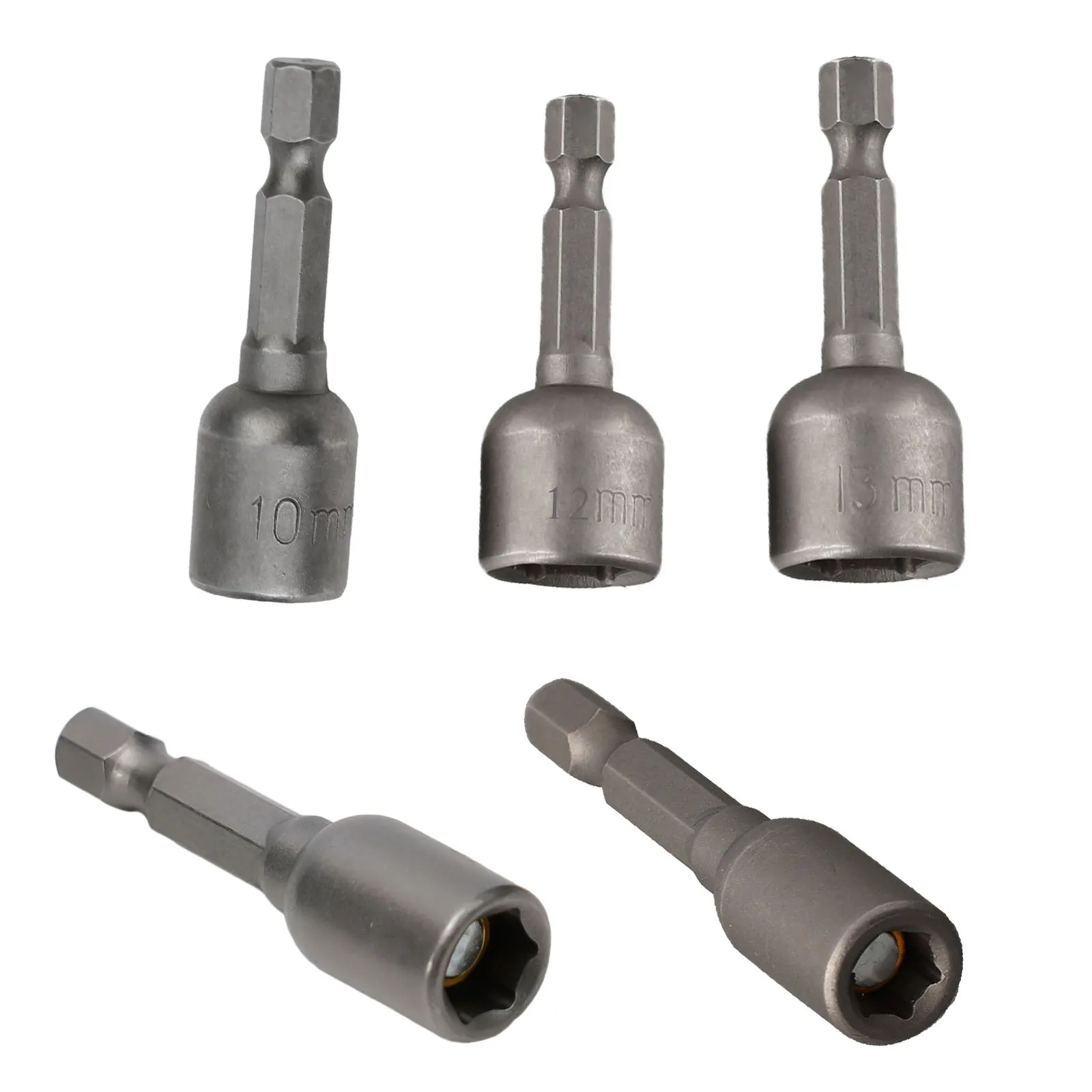 

Magnetic Nut Driver Socket Set 5PCS with 1/4 Shank Chrome Vanadium Steel for Power Drill Fits 6/8/10/12/13mm Nuts