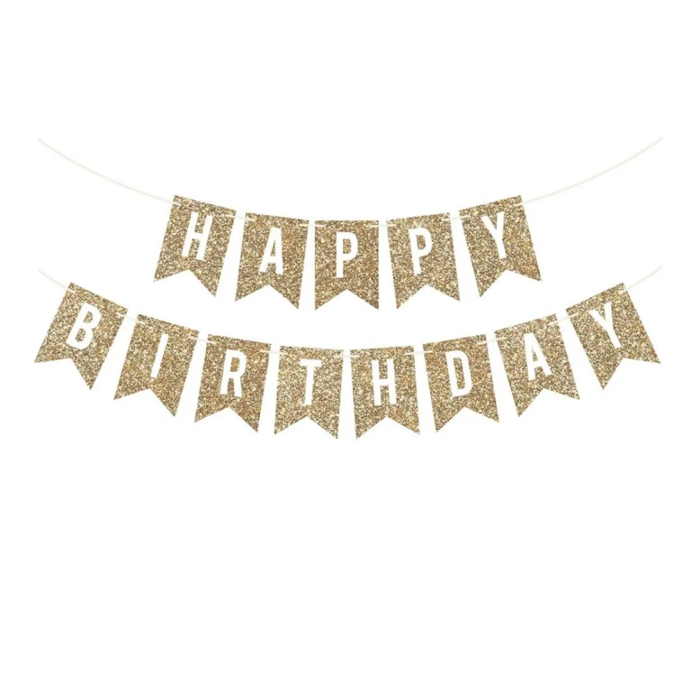 Golden Rose Gold Happy Birthday Banner Happy Birthday Party Decoration Supplies