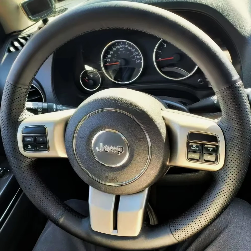 Customized Car Steering Wheel Braid Cover Hand Sewing Microfiber Leather For Jeep Grand Cherokee 2011-2013 Compass Wrangler