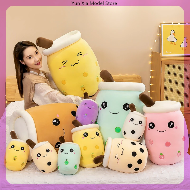 

22-70cm Giant Size Bubble Tea Plushies Squishy Milk Tea Boba Pillow Peluche Ice Cream Fruits Juice Drink Bottle Prop Decor Gift