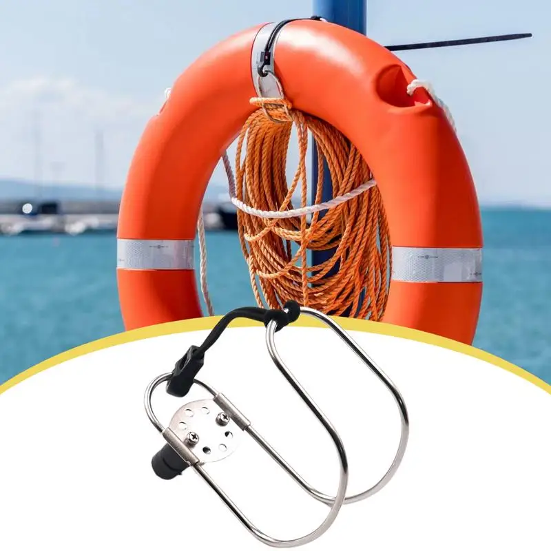 1PCS Marine Stainless Steel Horseshoe Lifebuoy Bracket Adjustable Lifebuoy Holder Ship Lifebuoy Bracket Boat Accessories