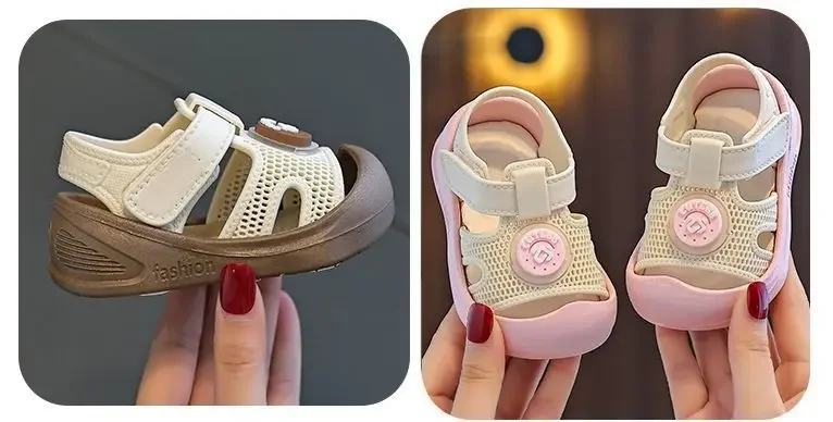 Sommer-Babyschuhe für Erste Schritte, Kleinkind-Sandalen mit Weicher Sohle, Atmungsaktiv, Geschlossene Zehen, Rutschfeste Kinderschuhe für Babymädchen – Detail 5