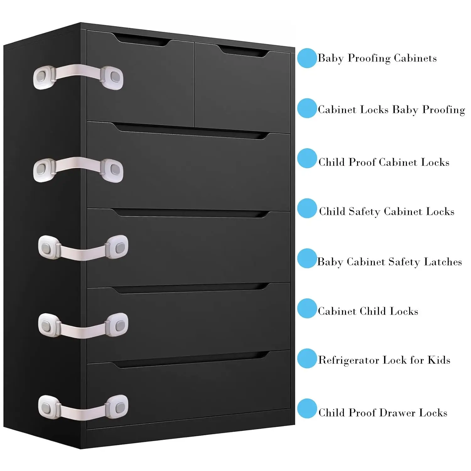 أقفال أمان لخزانة الأطفال (3-10 قطع) سهلة التركيب بدون حفر مناسبة للخزائن والأدراج والثلاجات والأفران وما إلى ذلك