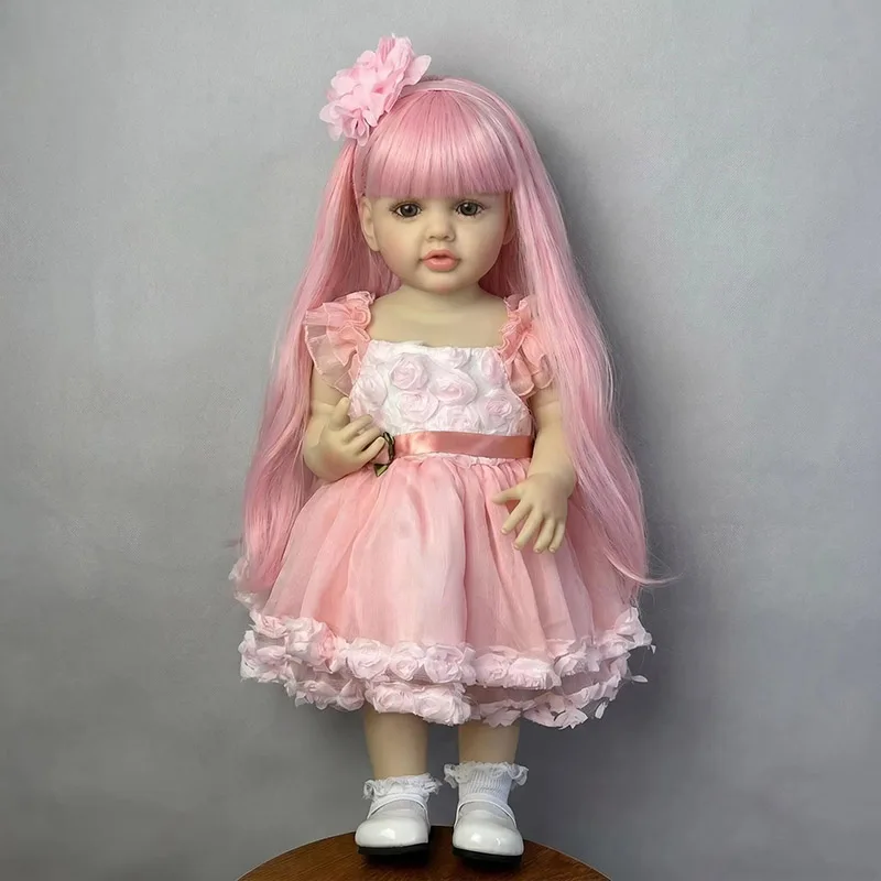 22inch Betty Full Vinyl Body Reborn Toddler Long Hair Multiple Layers Painting Lifelike Princess Doll For Collectible Gift