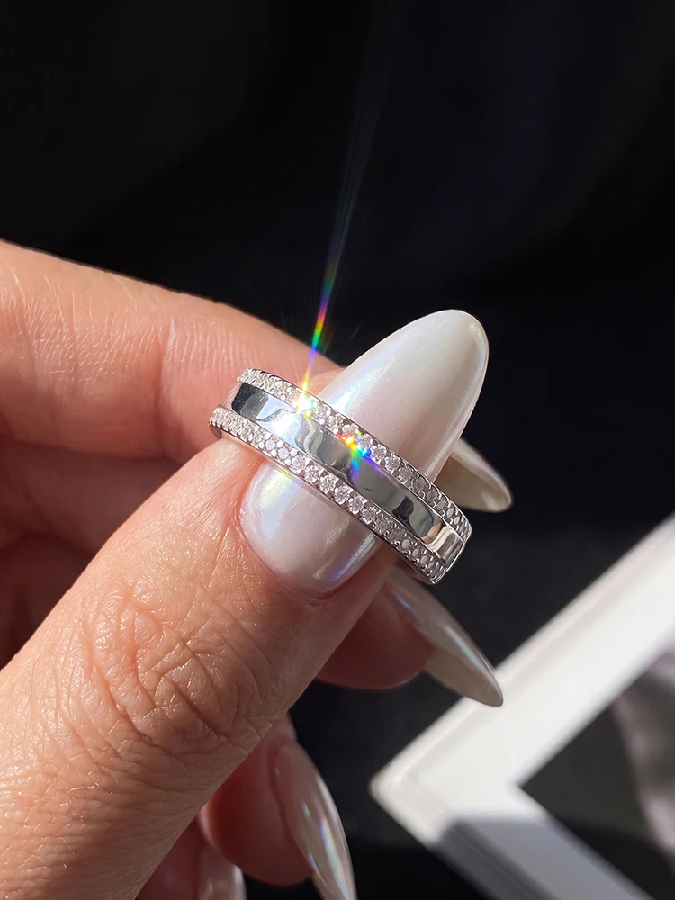 Fashion Real Round Moissanite Diamond Stellar Spikes Wedding Rings for Women Anniversary High Quality Jewelry