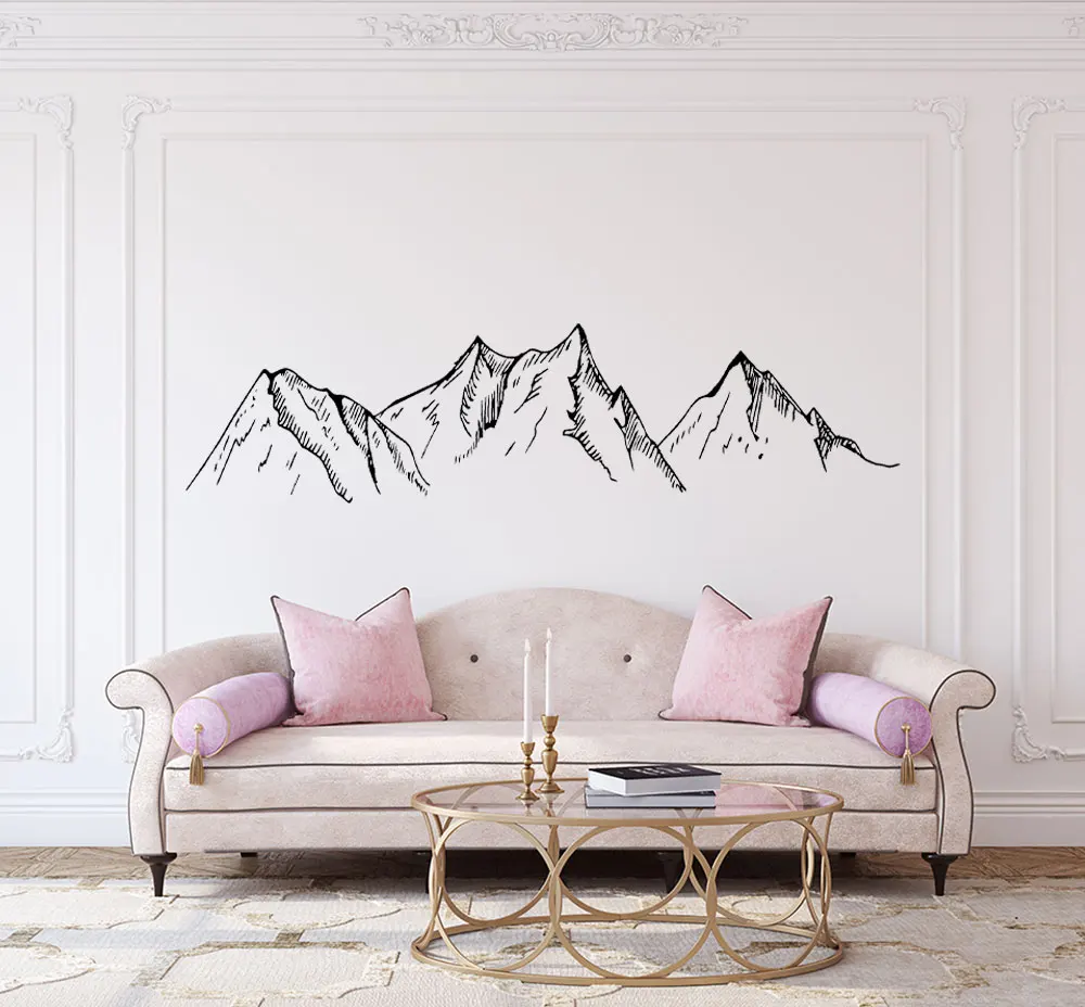 Mountain Silhouette Wall Decal Mountains Vinyl Sticker Farmer House Murals For Living Room Mordern Room Decoration 3901