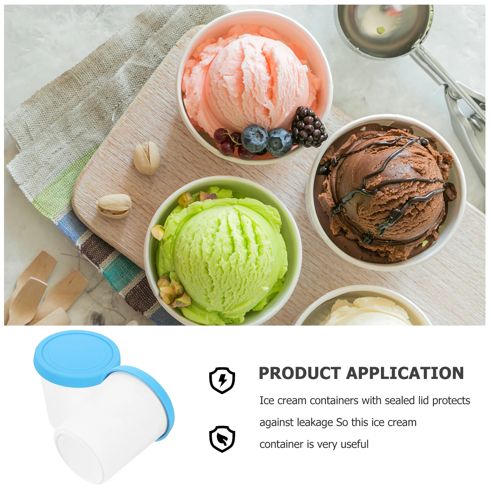 

2pcs Silicone Dessert Cups Ice Cream Containers Reusable Leak-Free Freezer Storage Buckets With Lids Homemade Food Stackable