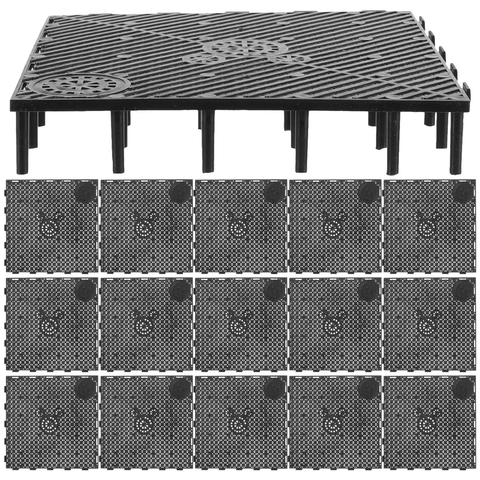 20Pcs Filter Plate PVC Fish Tank Bottom Filter Splicing Clapboard Tank Base Aquarium Grid Isolation Plate Black