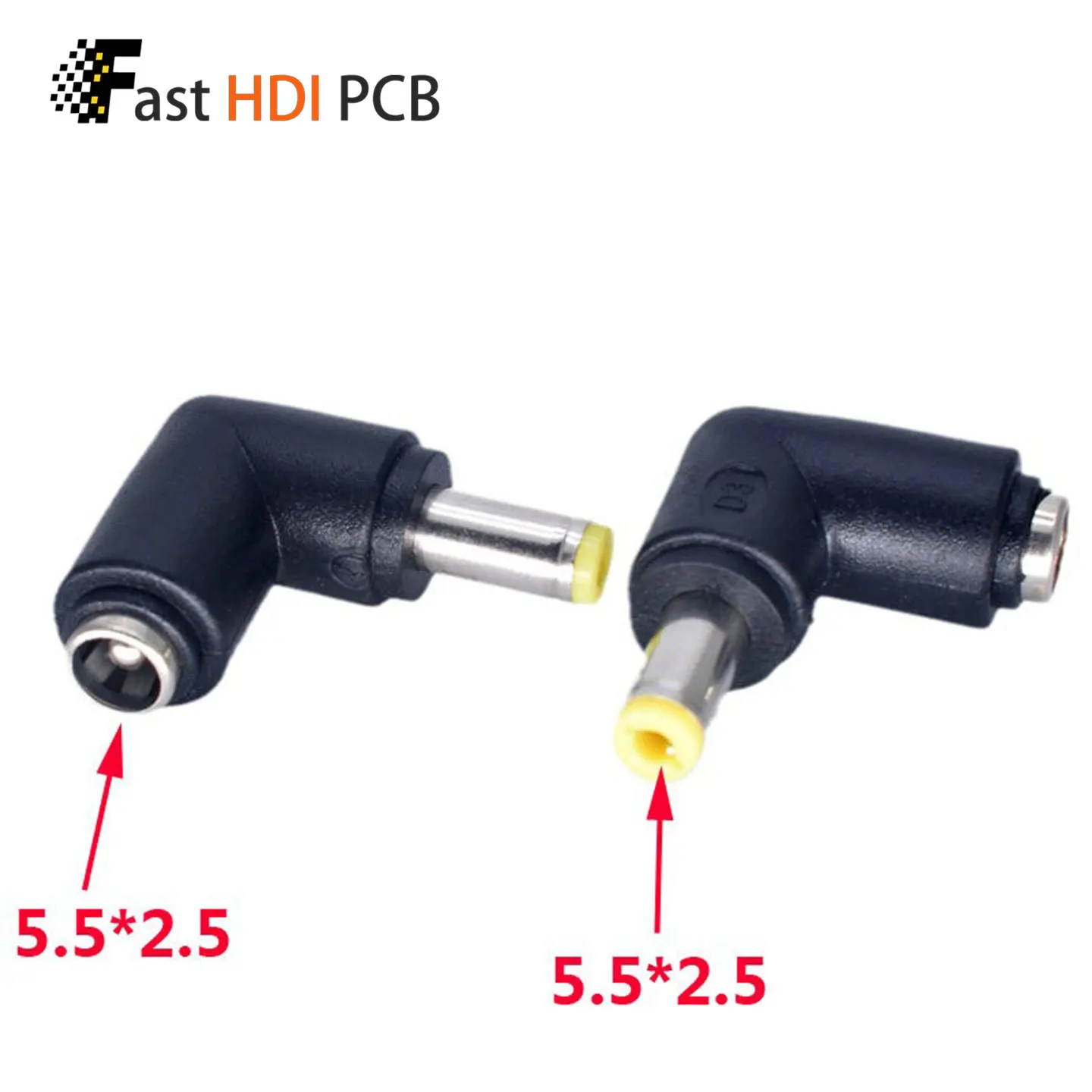 DC 5.5x2.5mm Female to Male Power Adapter 90 Degree Right Angle Fork Type Connector for Laptop Charger Notebook Power Supply