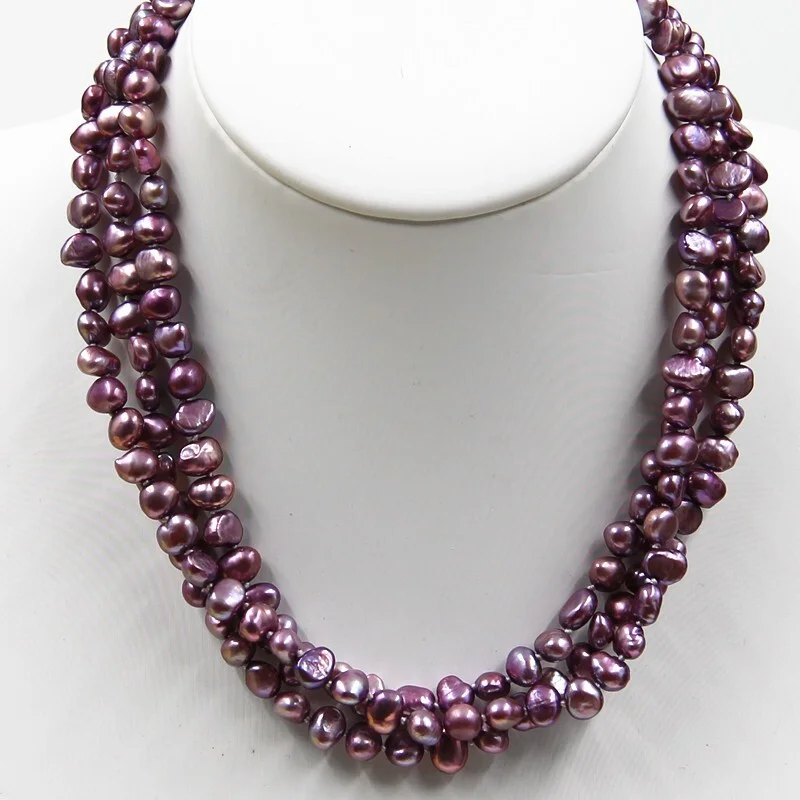 

Genuine Purple Cultured Freshwater Pearl Baroque Nelace 45inch