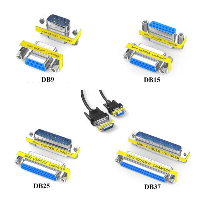 

DB9 DB15 DB25 DB37 9/15/25/37Pin Male/Female to Male/Female RS232 Port Com VGA Connector M-F M-M F-F Mini Gender Changer Adapter