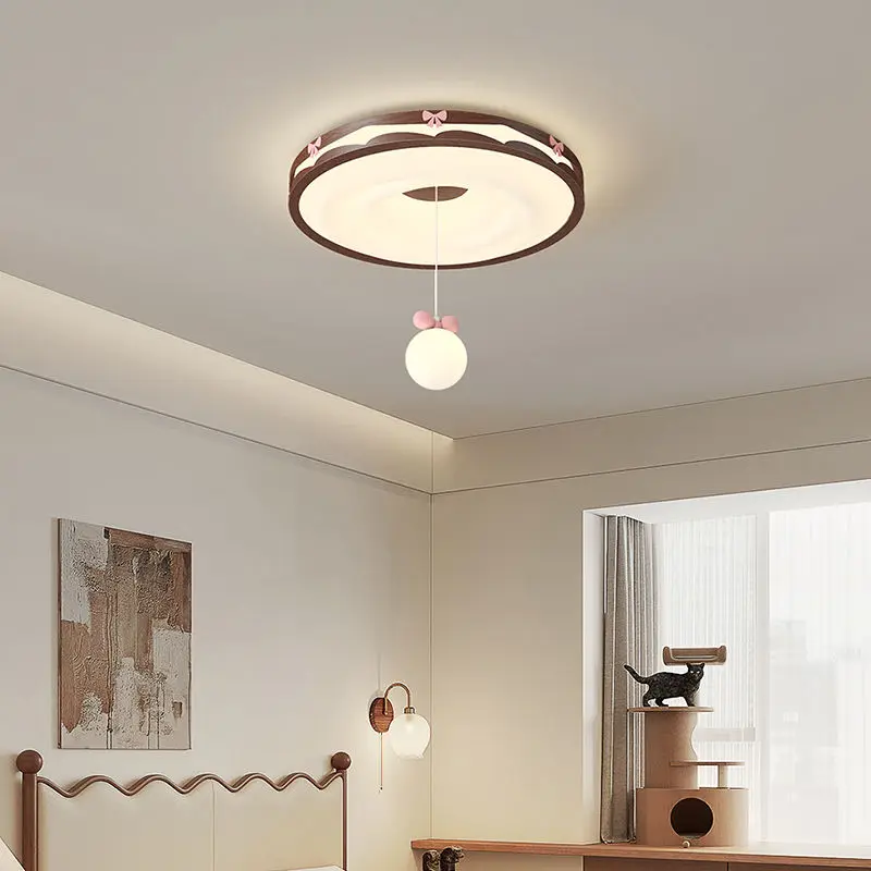 Bedroom ceiling lamp cream wind walnut color round master bedroom lamp retro and warm ideas