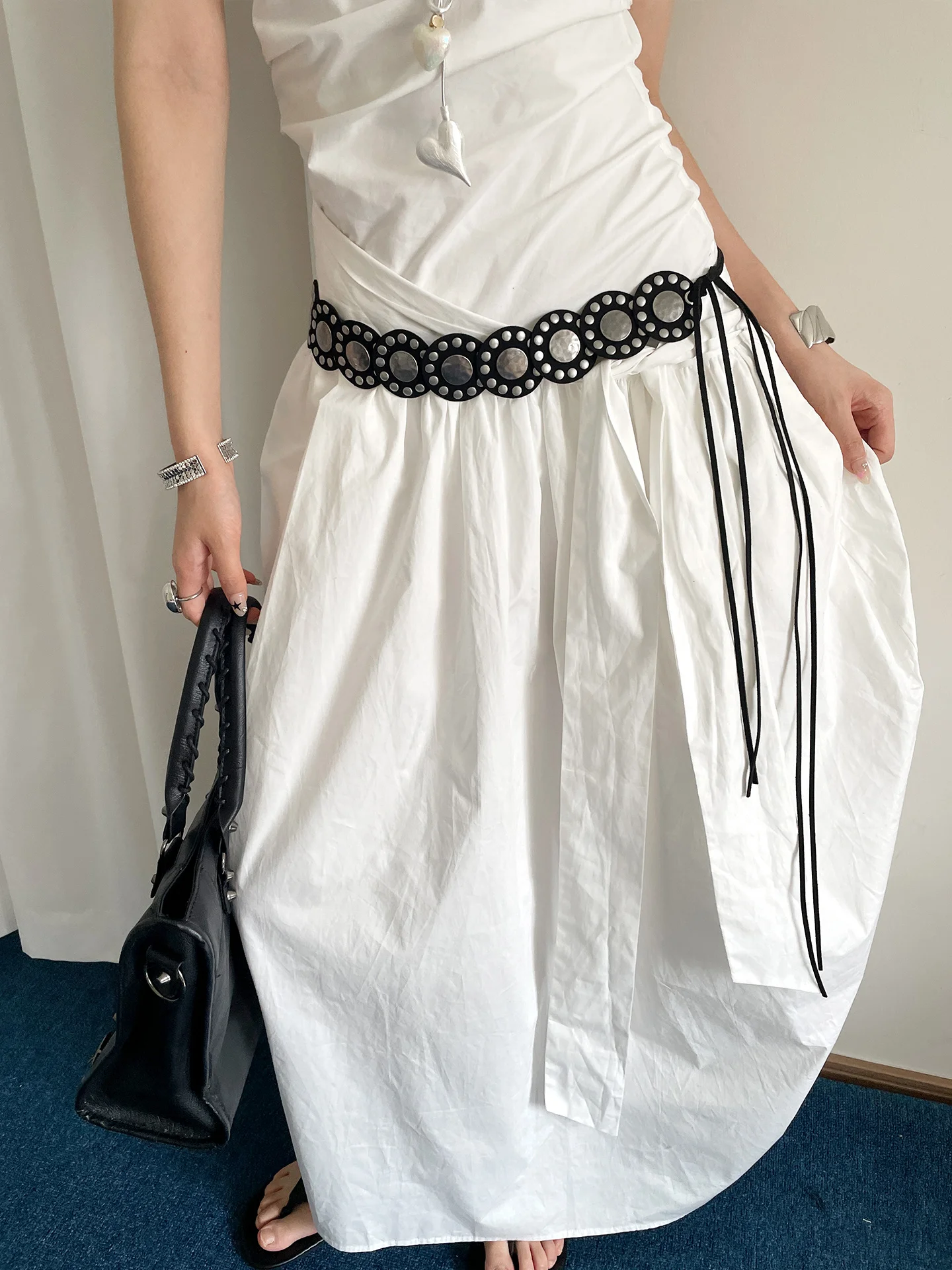 Retro Western Rivet Belt For Women Heavy-Duty Design For Skirts And Jeans Y2K Wide Belt As An Access
