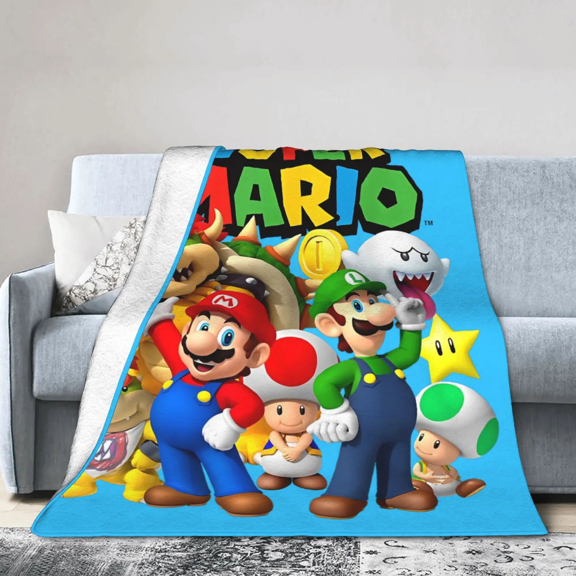 

80s Brothers Marios Game мультфильм Kawaii одеяло чехол флисовые мягкие пледы для автомобиля диван кровать ковер