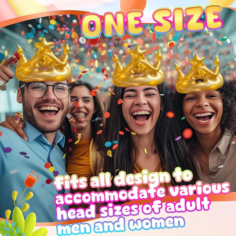 New Inflatable Crown For Kids Adult Birthday Hats Cap King Toy Party Decoration Creative Inflated Event Stadium Props Party Gift