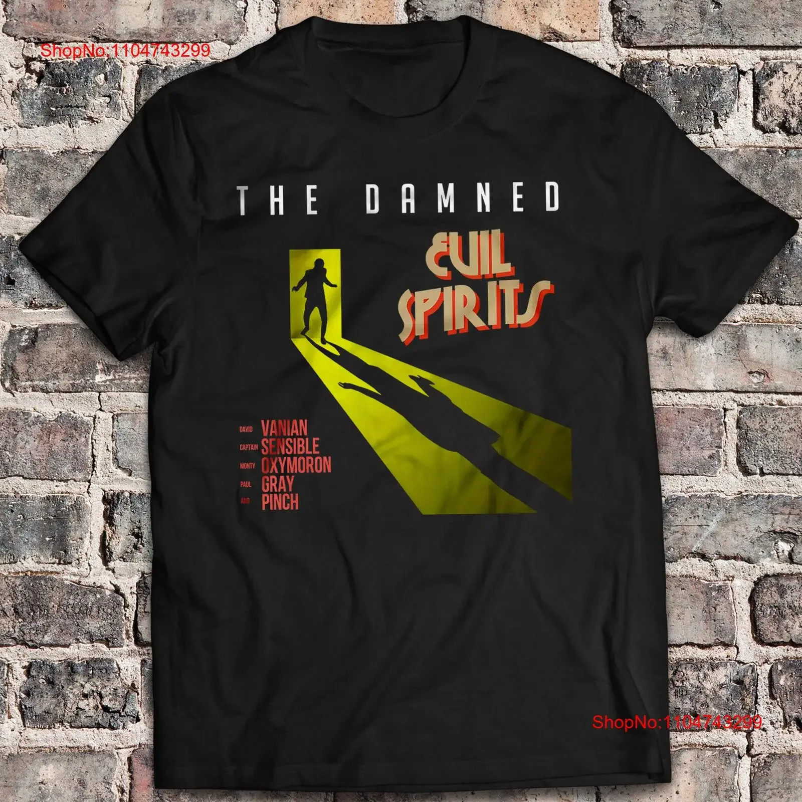 

Rock Music Evil Spirits T Shirt The Damned Band Dave Vanian Classic vintage Washed Slightly streetwear fashion Versatile