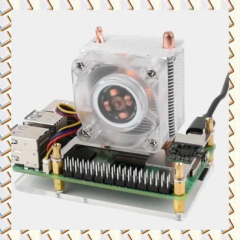 

A14M ICE CPU Tower Cooling Fan Vertical For Pi 5 Raspberry Pi 5 Cooler U-Shaped Copper Tube Cooling Fins RGB Cooling Fan