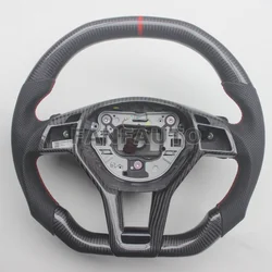 Replacement Real Carbon Fiber Steering Wheel with Leather for Benz W176 W204 W205 W213 CLA GLC GLE450 C63