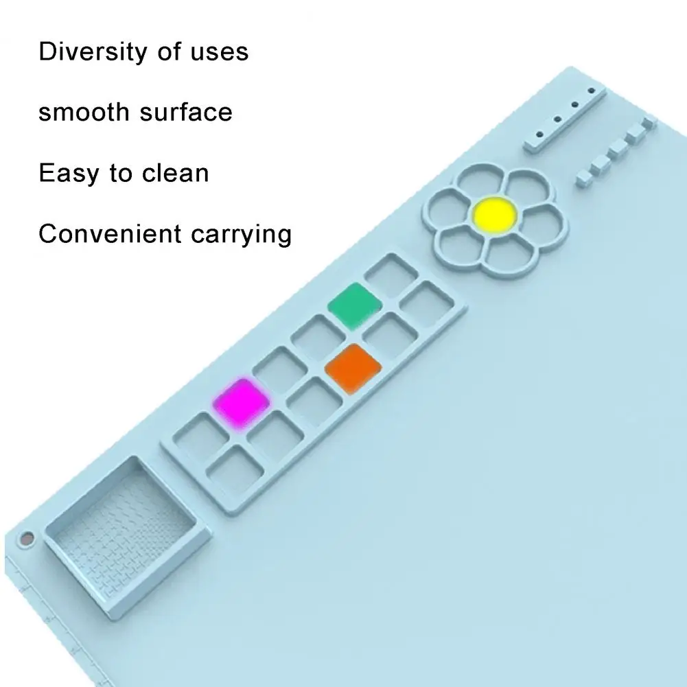 Drawing Mat Silicone Artist Mat Silicone Craft Mat with Cup Non-stick Painting Surface Foldable Kids Art for Crafts