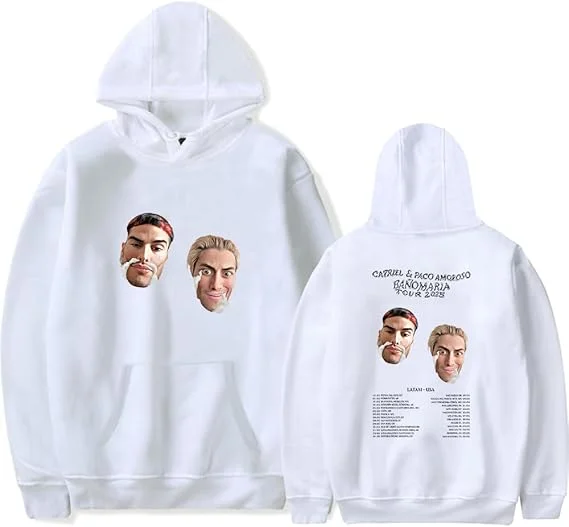 سترة CA7RIEL & Paco Amoroso Merch BAÑO MARIA Tour 2025 بغطاء للرأس للجنسين لمواعيد الجولة #2