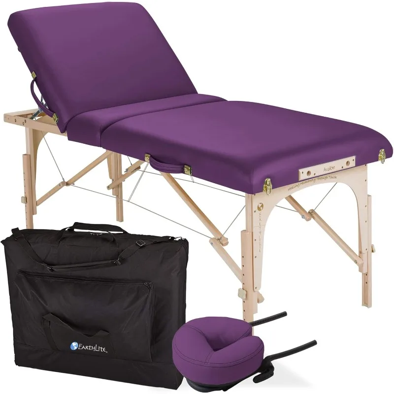 

Portable Massage Table Package AVALON – Reiki Endplate, Premium Flex-Rest Face Cradle & Strata Cushion, Carry Case (30”x73”)