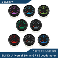 ELING Waterproof 85mm (3 3/8'') GPS Speedometer Odometer 0-80km/h with 7 Color Backlights for Truck Boat Car Universal 12V 24V
