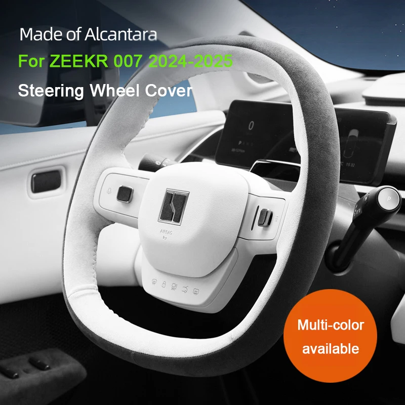 

For ZEEKR 007 2024 2025 Car Hand-sewn Steering Wheel Cover Case Splicing Alcantara Suede Sport Styling Interior Auto Accessories