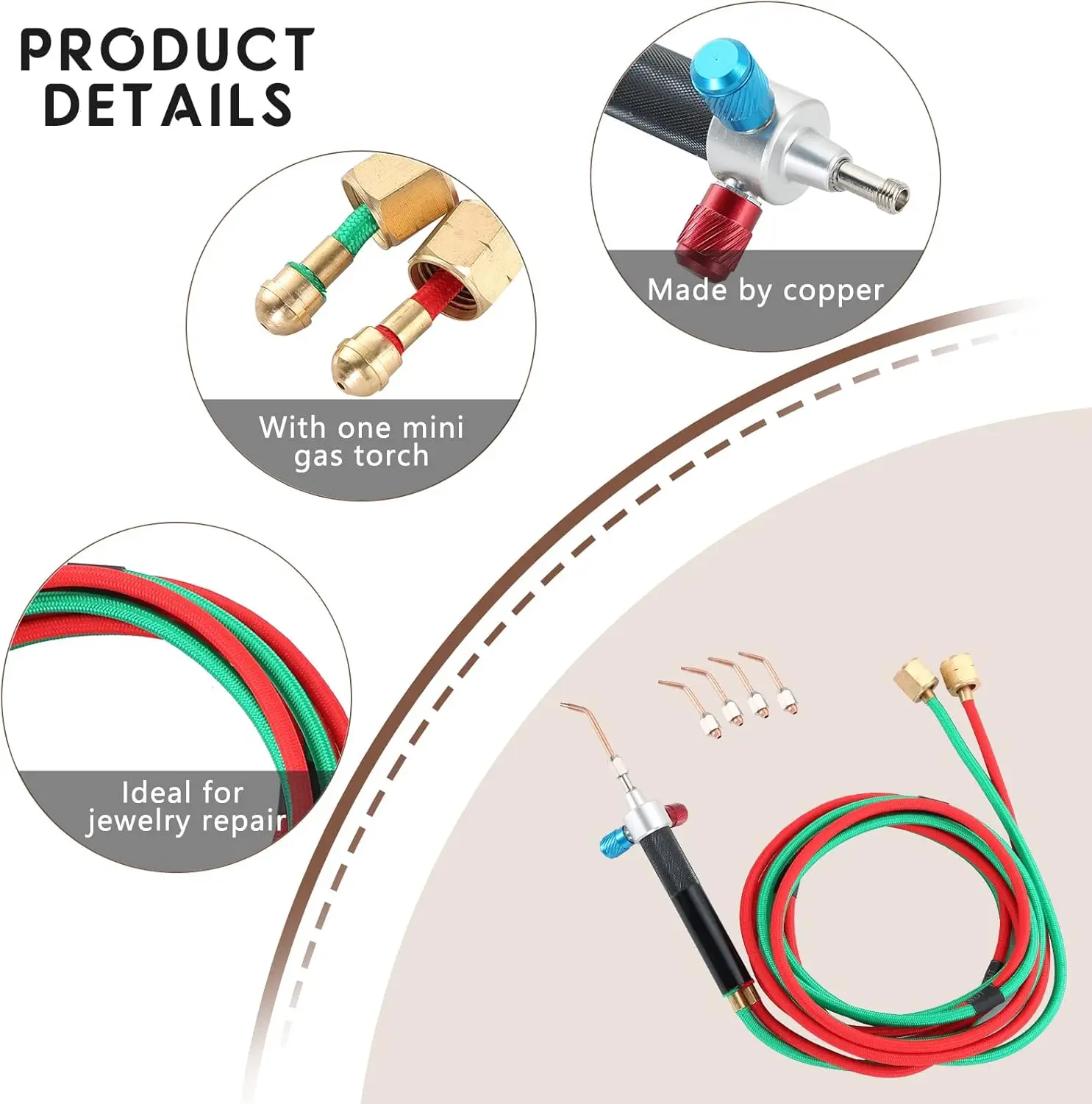 

Комплект кислородно-ацетиленовой горелки для ювелирной сварки с 5 насадками, высокотемпературный инструмент для пайки и сварки ювелирных изделий