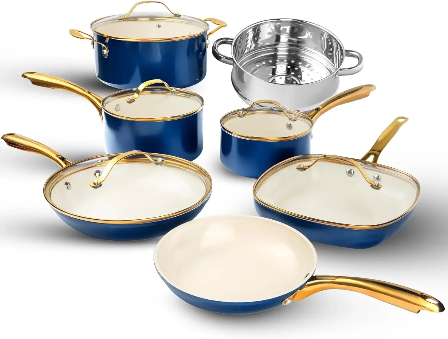 

Steel 12 Pc Ceramic Pots and Pans Set Non Stick, Kitchen Cookware Sets, Pot and Pan Set, Ceramic Cookware Set