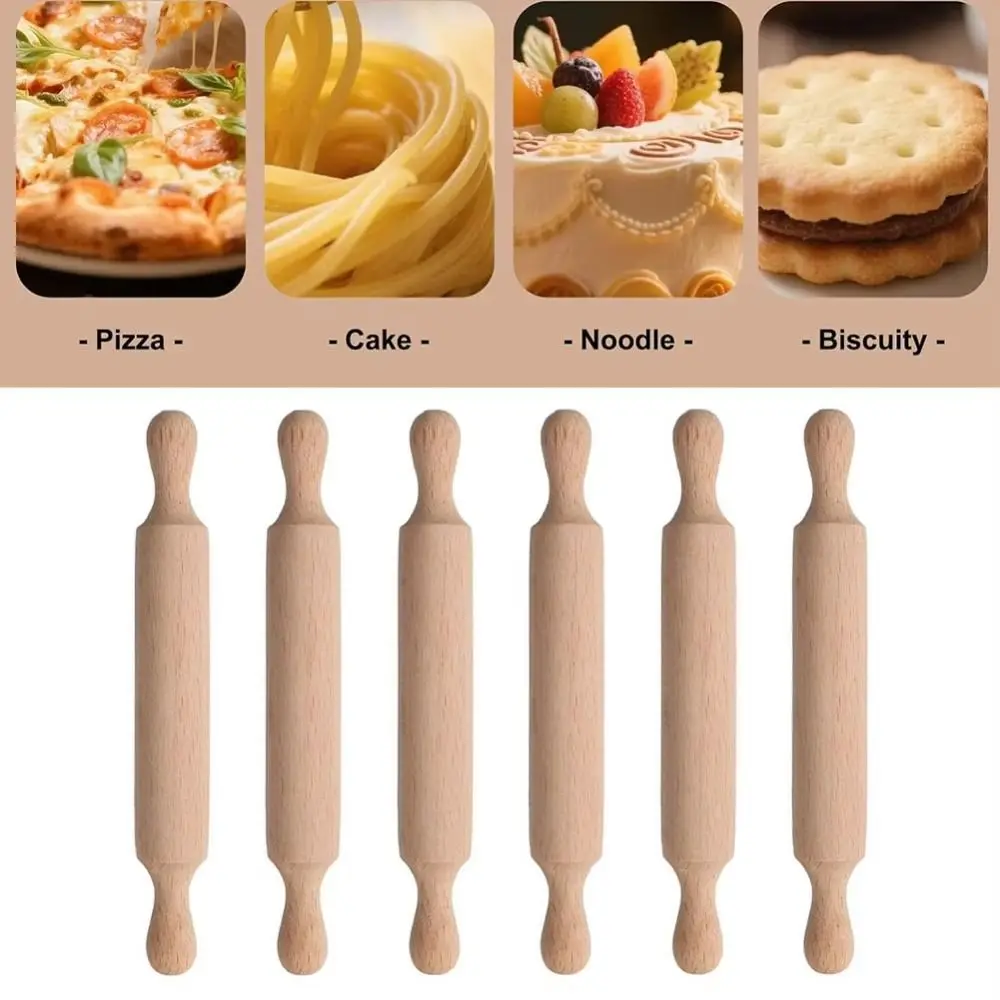 Portable Mini Wooden Rolling Pins Wood Small Size Rolling Pin Toy Comfortable Grip Handles Natural Dough Roller Pin Crafting