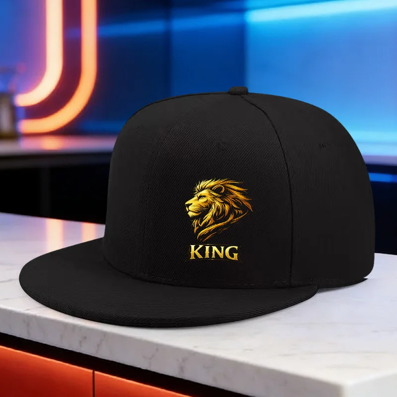 Golden Lion Printed Street Cap Lion KING Letter Pattern Unisex Hat for Hip-hop Rap Casual Festival Gifts Fashionable Trend