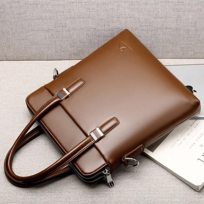 Briefcase For Men PU Leather Tote Boston Commuting Laptop Shoulder Executive Business Work Messenger