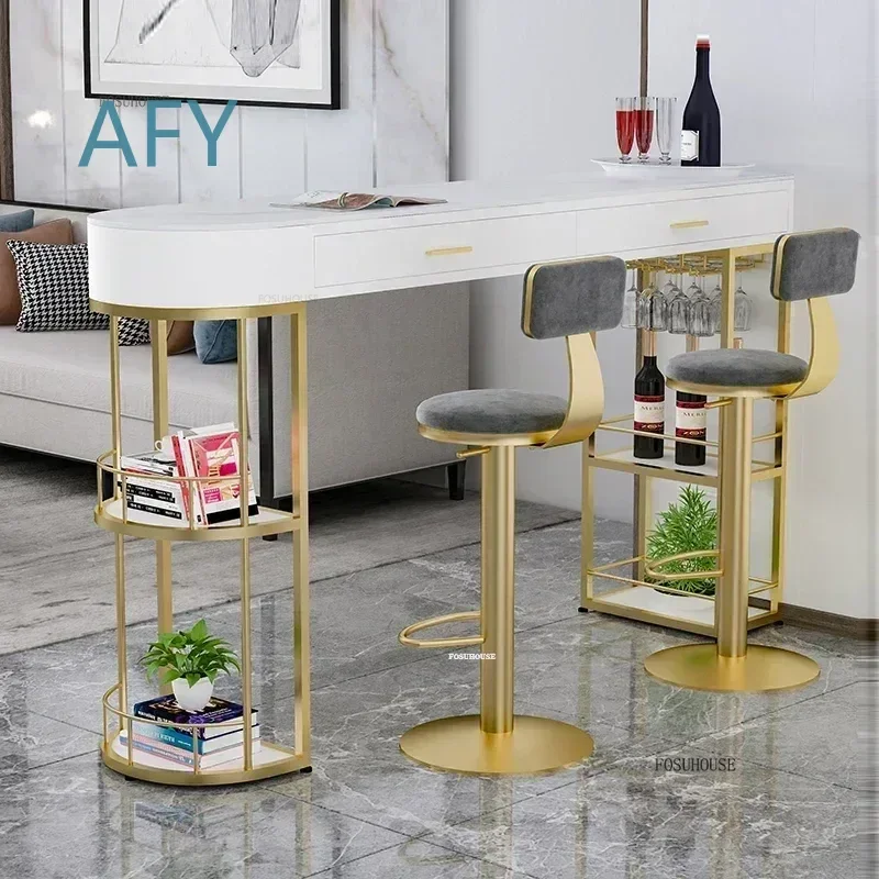 Nordic Slate Bar Table for Home High Table with Drawers Light Luxury Living Room Partition Storage Cabinet Simple Kitchen