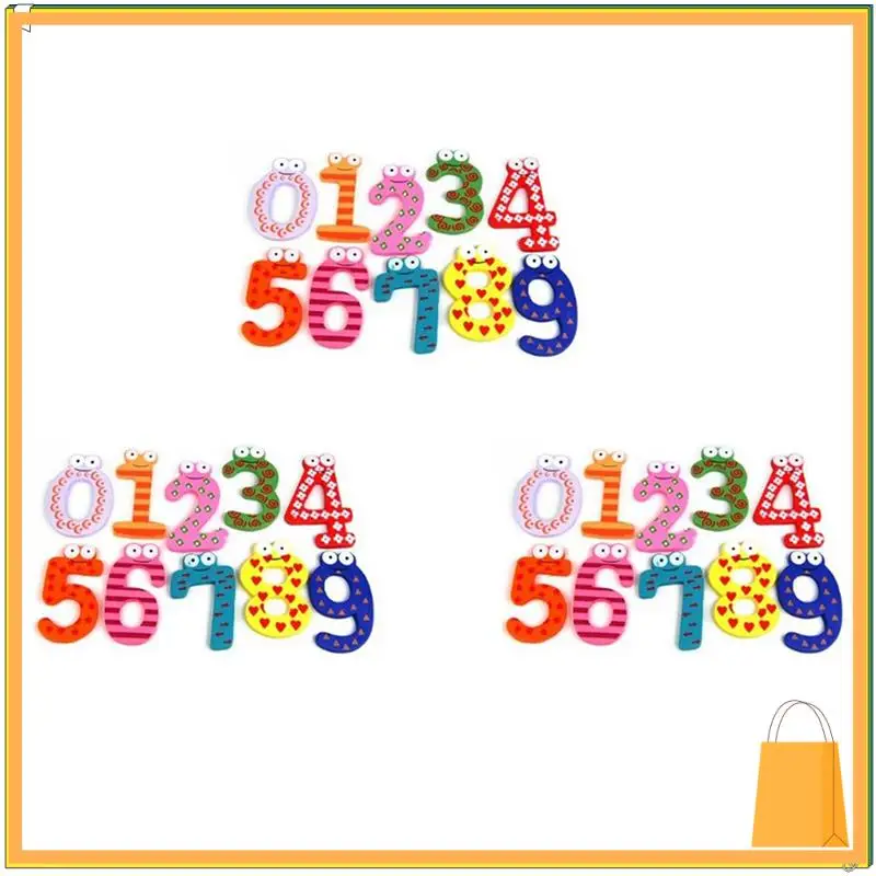 L52A-3X Funky Fun Colorful Magnetic Numbers Wooden Fridge Magnets Kids Educational Toys