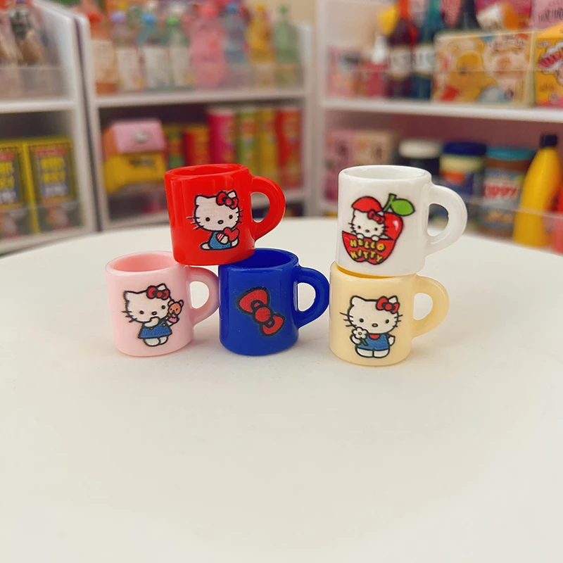 

4 шт. миниатюрный кукольный домик с героями мультфильмов «Hello Kitty», модель кофейной чашки, кухонная еда, напитки, аксессуары для декора кукольного дома, детские игрушки