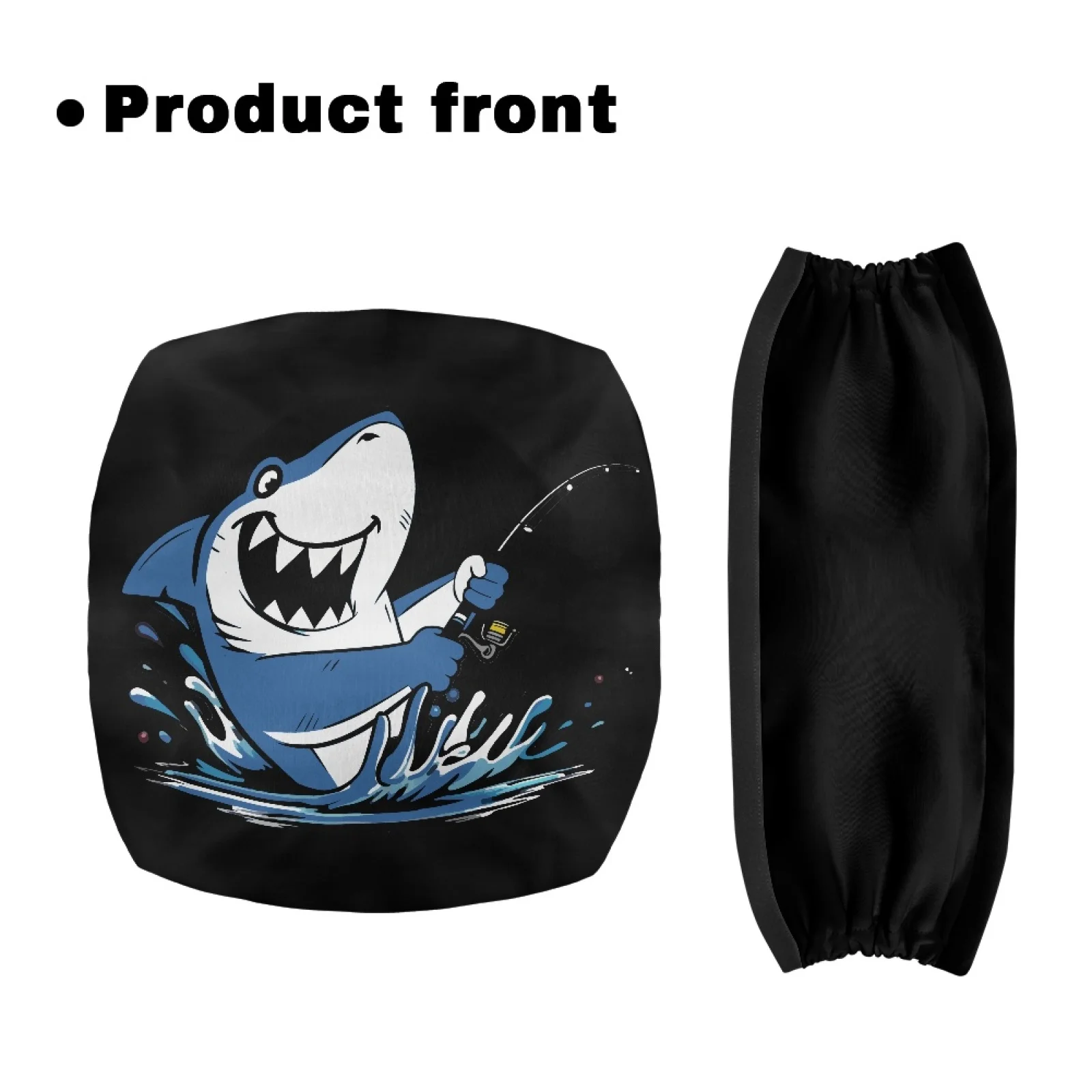 Coloranimal Fishing Shark Print 2 Pieces Set Rollator Seat Back Rest Covers Non-Slip Cover Walker Seat Cover for Elderly Adults