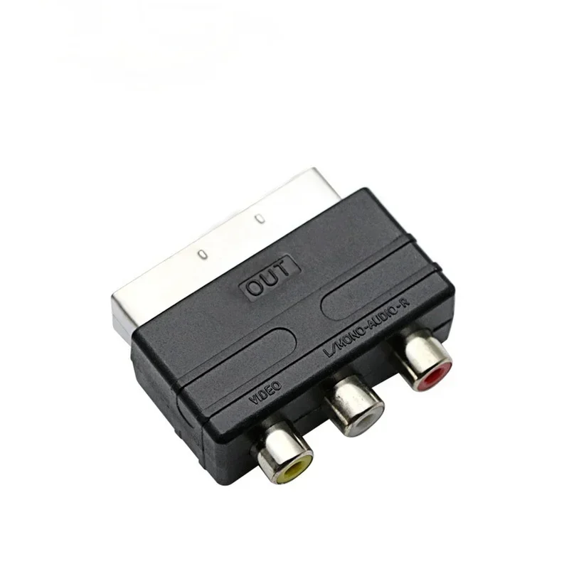 AV Adapter Adaptor Converter for TV DVD VCR Game Player NES SNES, 21PIN SCART Male TO 3RCA JACKS INPUT