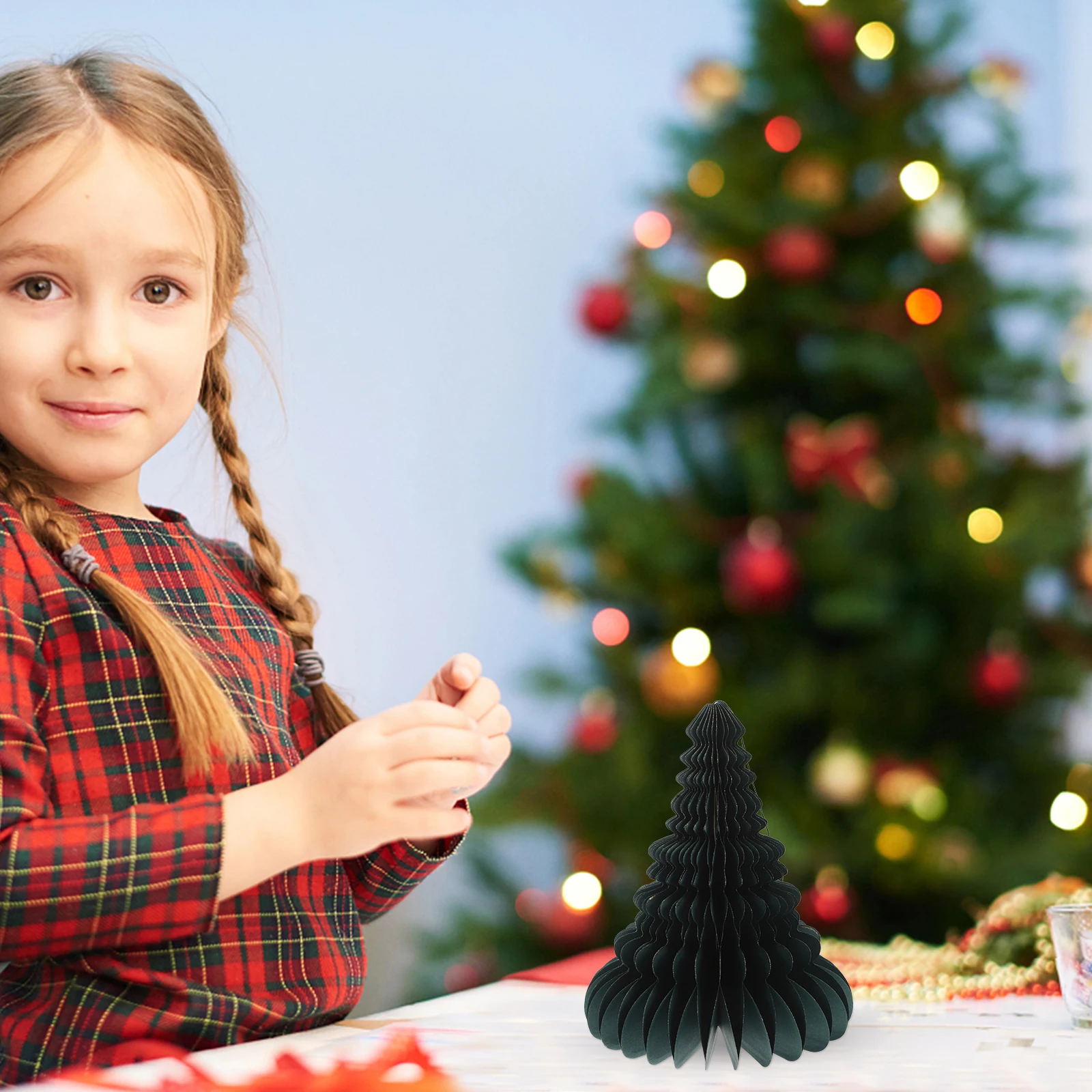

Honeycomb Xmas Tree Decoration Small Paper Christmas Tree Festival Tabletop Decor Charm for Party Home Holiday Festive Cheer