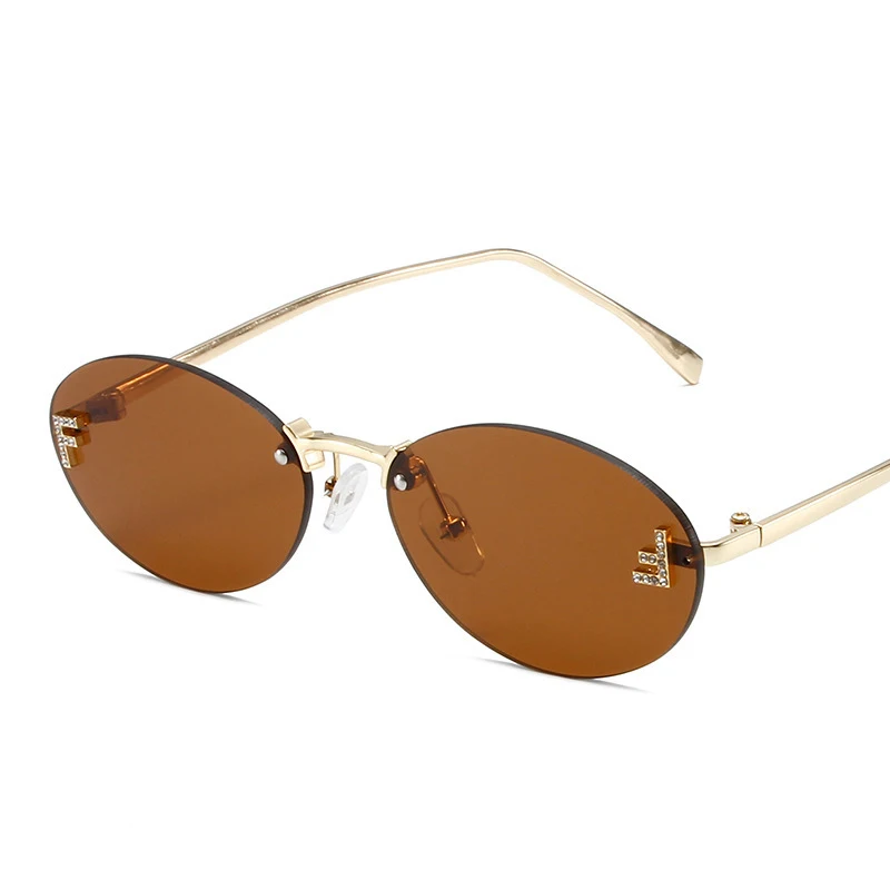 Personalized letter F sunglasses with diamonds, metal frame sunglasses, men\'s and women\'s metal hinge sunglasses