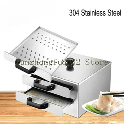 Home 2 Layers Rice Noodle Rolls Machine with 3 Steam Tray 304 Stainless Steel Drawer Type Steamer Induction Cooker and Gas Stove