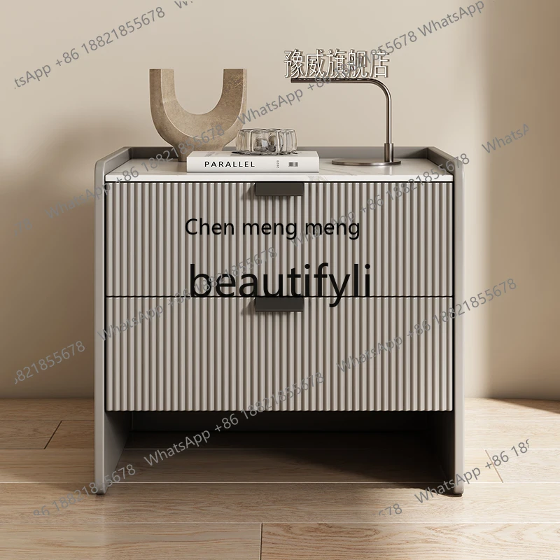 All solid wood paint bedside table modern simple small light luxury high-end small coffee table