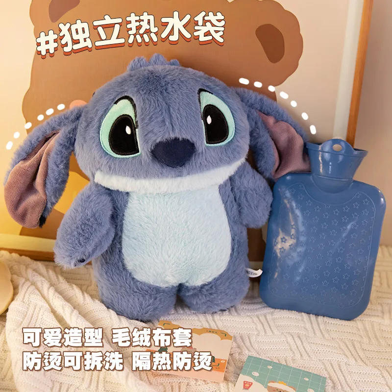 Disney Stitch Angel Hot Water Bag Plush Hot Water Bottle Women's Home Water Filling Hand Warmer Holiday Gift For Girlfriend