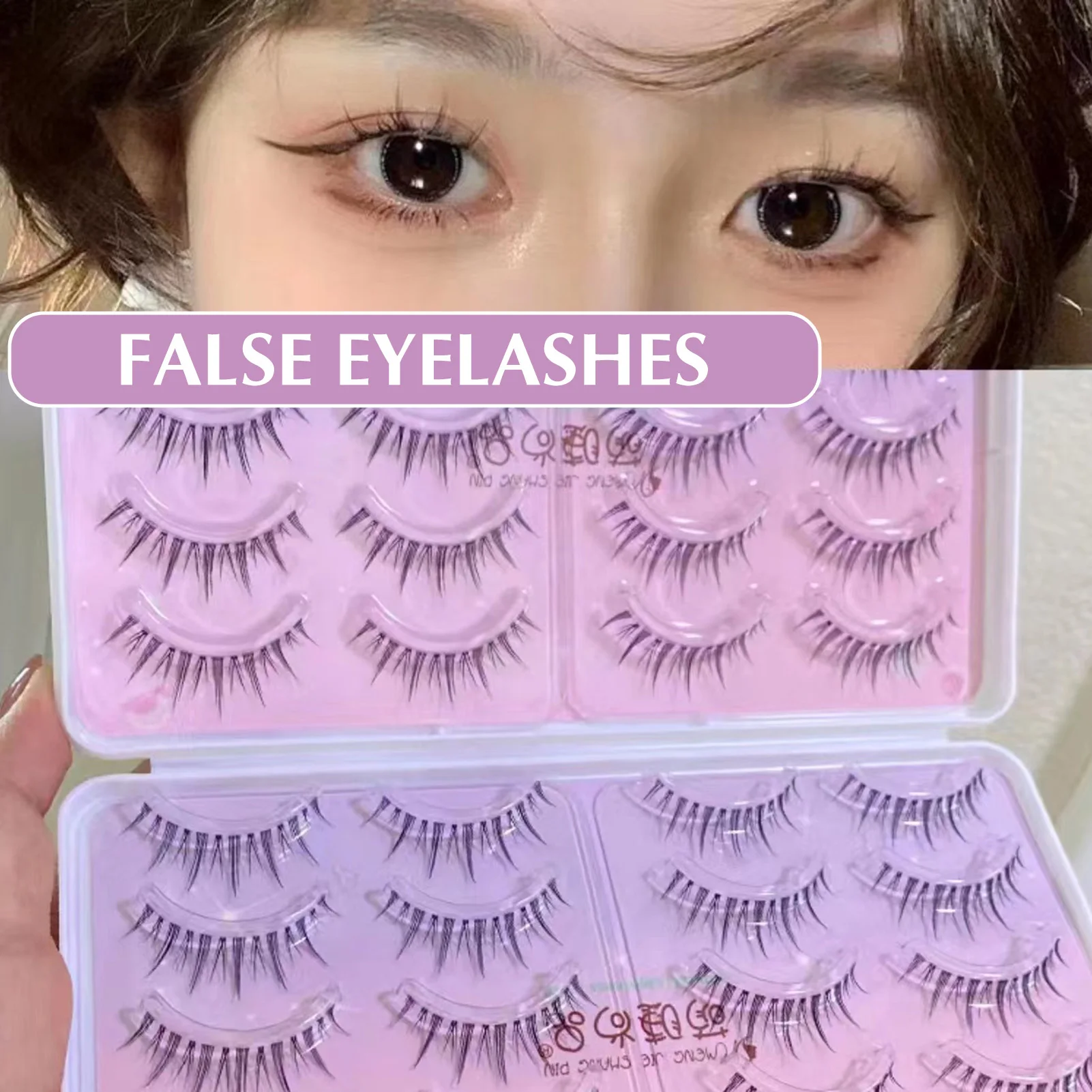 40PCS Anime Manga False Eyelashes Set Korean Style Full Strip Lashes Kit for Natural Dramatic Eye Makeup