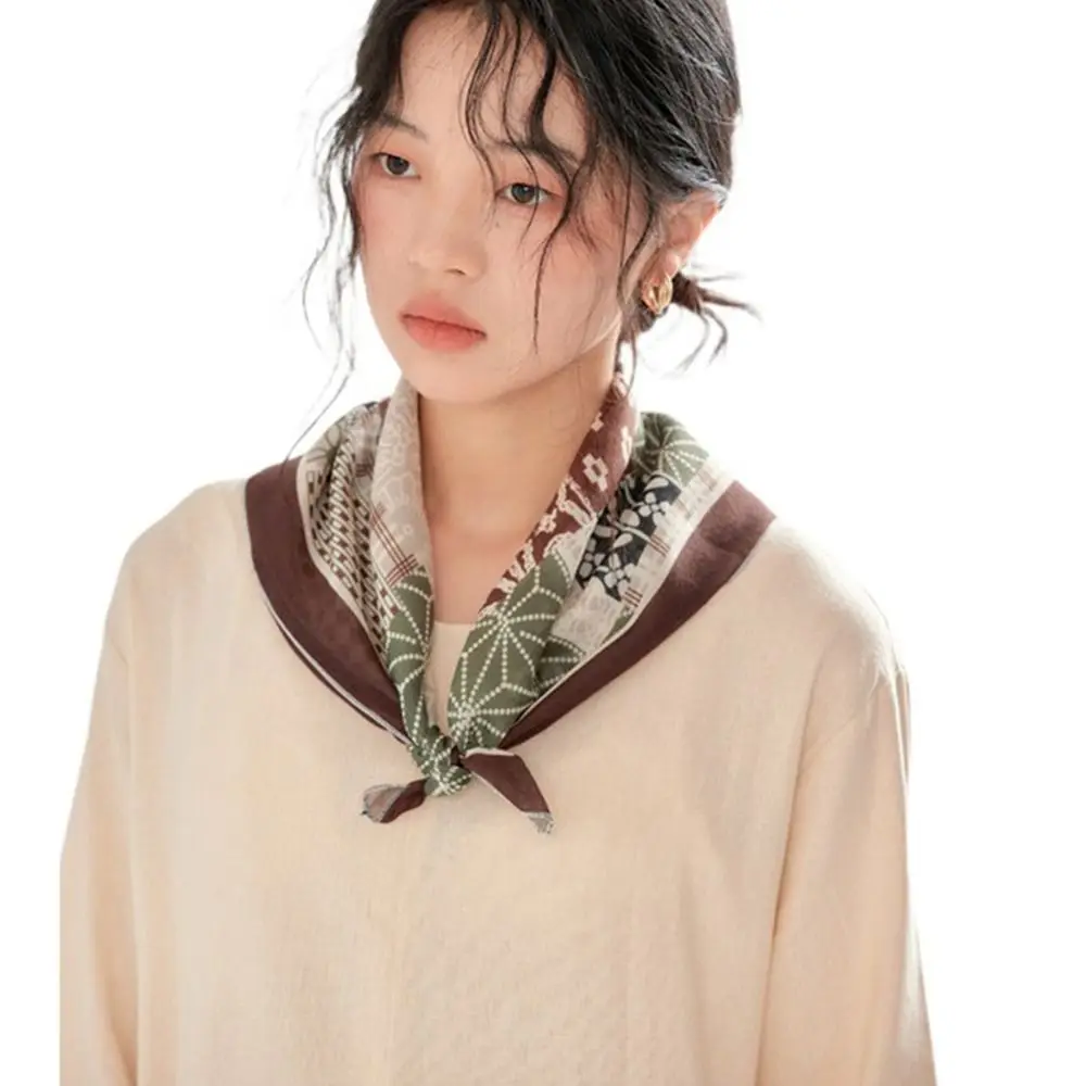 

Weave Hair Decorate Stripe Korean Style Scarves Sunscreen Female Printed Scarf Square Scarf Flower Silk Scarf Hair Band