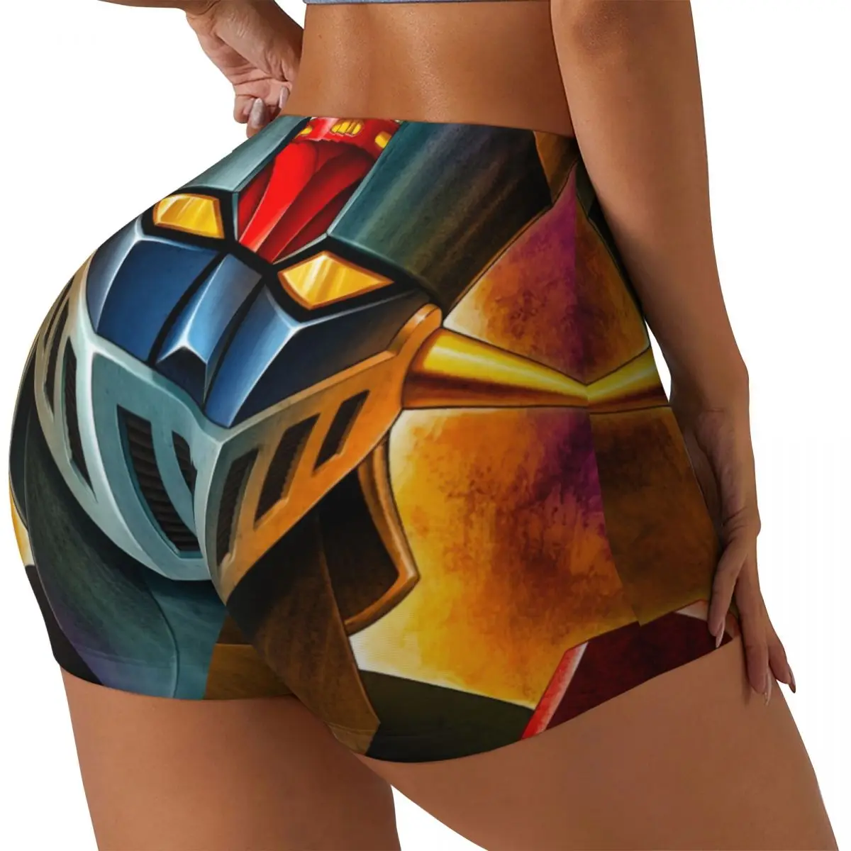 Custom UFO Robot Mazinger Z Running Volleyball Workout Shorts Women's Anime Manga Gym Athletic Yoga Shorts