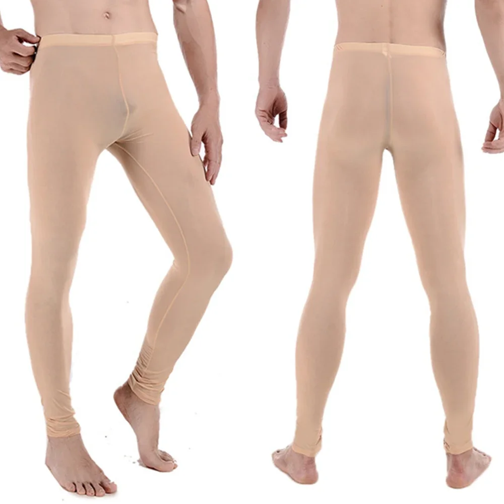 Mens Sheer Base Layer Pants Solid Color See Through Trousers Gym Sports Long Pants Leggings Tight Running Tight Sexy Bottoms