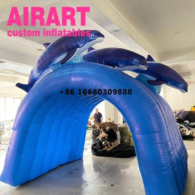 inflatable dolphin mascot tunnel /blow up inflatable fish channel