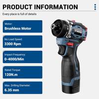 Drillpro Brushless Cordless Impact Drill 16V Electric Screwdriver 120N.m Wireless Drill Driver Rechargable Power Tools