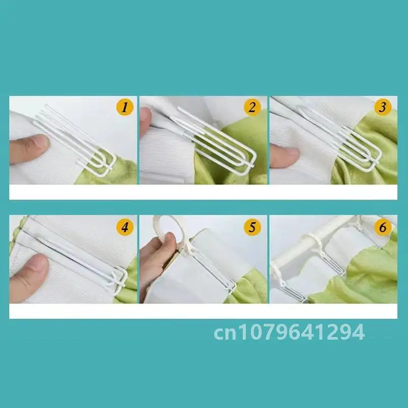 Asazal High Quality 20PCS White 4 Prongs Fork Hooks Curtain Rings Accessories Clamp Tracks Tulle Tape Clips Pin Drapes Traverse