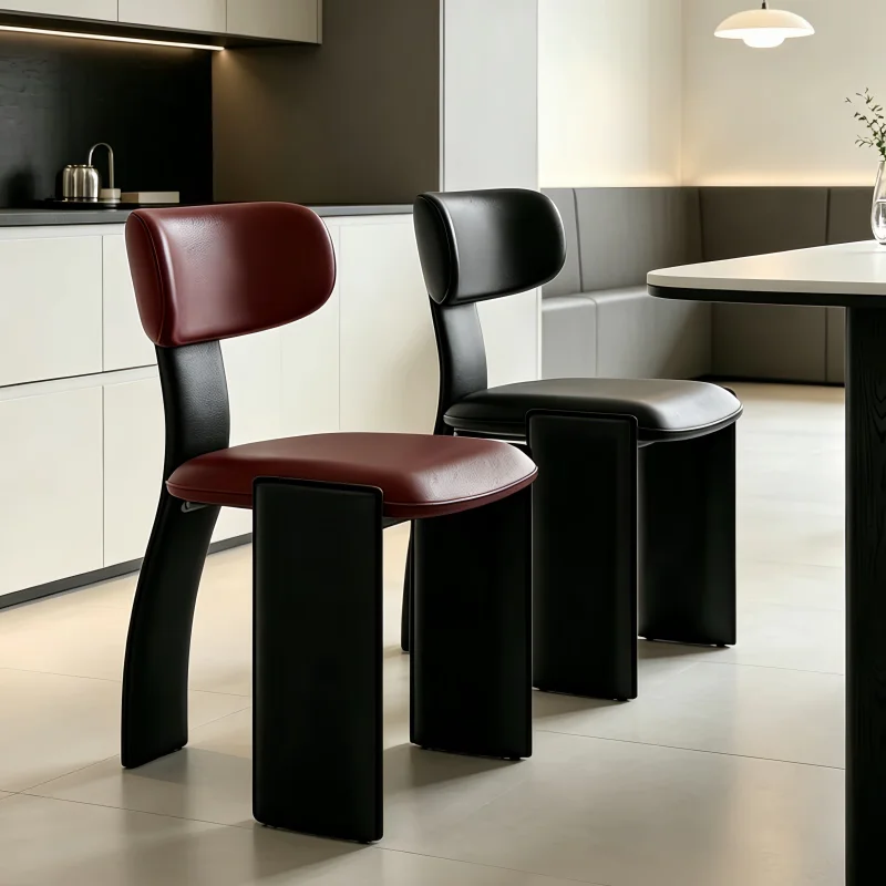 Modern simple, environmentally friendly and durable dining chair carbon steel frame super fiber leather seat cushion